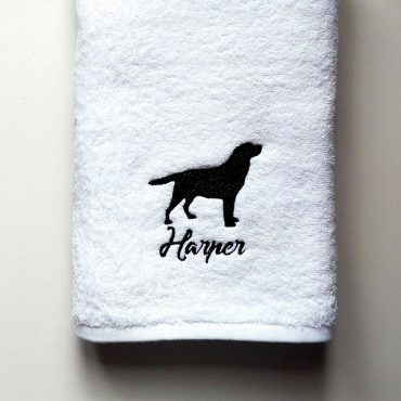 LABRADOR RETRIEVER Custom Embroidery Dog Towel / Personalized Name Dog Breed Towel / Initials Pets Name / Maroon Navy Gray White Beige Brown