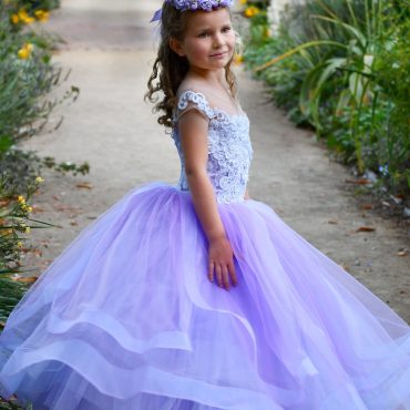 Purple Flower Girl Dress, Birthday Princess Dress, Wedding Party Gown, Tulle Princess Dress, Toddler Paheant Dress, Fancy Ball Gown –Venera