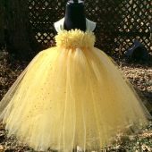Yellow Princess Tutu Dress for Girls - Sparkle Dot Tulle - Floral Bodice - Princess Dress for Toddlers - Tutus for Baby - Birthday Dress Up