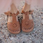 Fleur premium tan leather sandal, with FREE storage bag || Toddler || Child || Youth ||