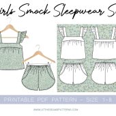 Girls Summer Sleepwear Pj Set, Downloadable Printable PDF Sewing Pattern Size 1-8 | A4, U.S Letter, A0 |
