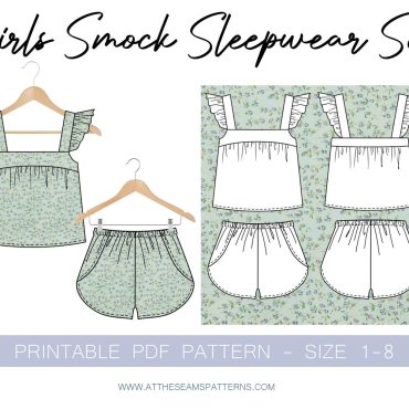Girls Summer Sleepwear Pj Set, Downloadable Printable PDF Sewing Pattern Size 1-8 | A4, U.S Letter, A0 |