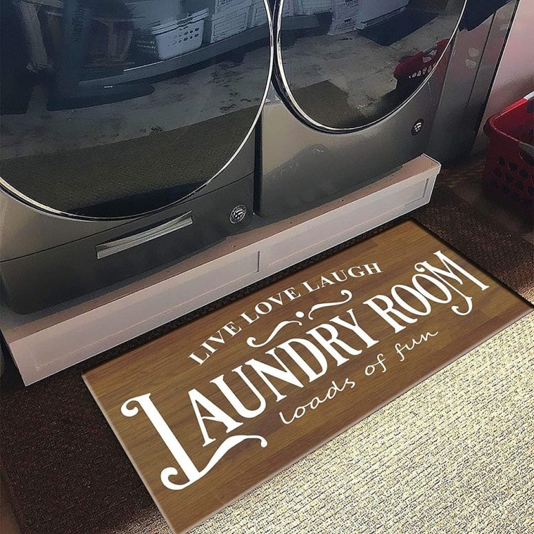 Printed Laundry Room Area Rug -Machine Washable Non-Slip Laundry Room Rug - Gift For Laundry Room - Mat - Decorative Laundry Room Rug