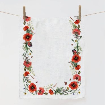 Towel, Wild Poppies, Linen towel, dish towel, 100% linen, Poppies, kitchen decor