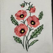 Poppies bouquet Flour Sack Towel. Machine embroidered. Farmhouse decor. Spring decor. Flowers. Flower towel.