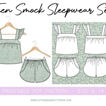 Teen Summer Sleepwear Pj Set, Downloadable Printable PDF Sewing Pattern Size 8-14 | A4, U.S Letter, A0 |