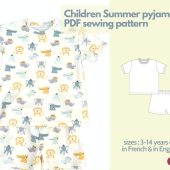 Sewing pattern - jersey pyjamas for children - 3 to 14 years old - instant PDF