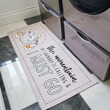 Machine Washable Laundry Mat - Anti- Allergic mat -  Laundry Room Mat - Non Slip Bathroom Rug - Decorative Laundry Room Carpet