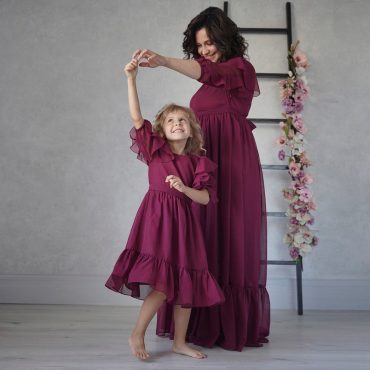 Burgundy family look, Pregnant Mommy and Me Matching Dress, Maternity look, Family Matching Dresses, Mom and Daughter Outfit, Family set