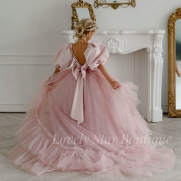 Tutu dress for girls, Tulle flower girl dress, Satin baby dress, Junior bridesmaid dress, Princess dress,Girl wedding dress,Pink girls dress