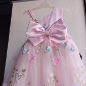 Pink Powder Sleeveless  Flower Dress, Birthday Tulle Dress For Children, Toddler Tulle Dress, Floral Baby Dress, Dainty Designer Dress