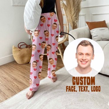 Custom Face Design Pajama pants Using Face Photo, Custom Human Face Personalized Pajama Pants boy friend girl friend mom dad  gift