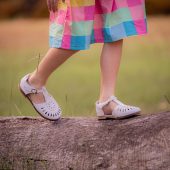 Fleur premium bright white leather sandal, with FREE storage bag || Toddler || Child || Youth ||