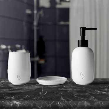 Minimalist Concrete Bathroom Set of 3, Soap Dispenser, Brush Holder and Soap Dish Set, Concrete Bathroom Trio Art, Stylish Concrete Decor