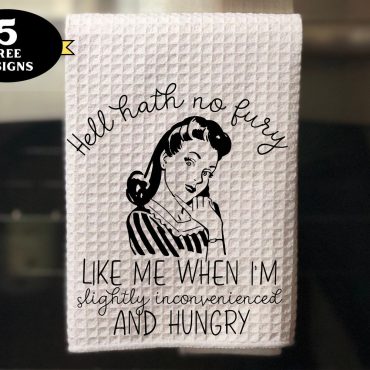 Funny Kitchen Towel png, Hell Hath no Fury Retro towel png, funny dish towel sublimation design, retro housewife dish towel png