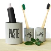 Mr and Mrs Concrete Bathroom Set, Toothbrush Stands, Toothpaste Holder, Concrete Holders Gift For The Home Bathroom Accessories Gift For Him