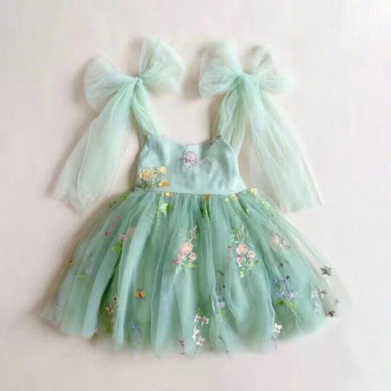Gorgeous Fairy Princess Dress Embroidered, Smashcake, 1st Birthday, Photoshoot, Butterfly, Tiana, Flowergirl, Spring, Wedding, Encanto