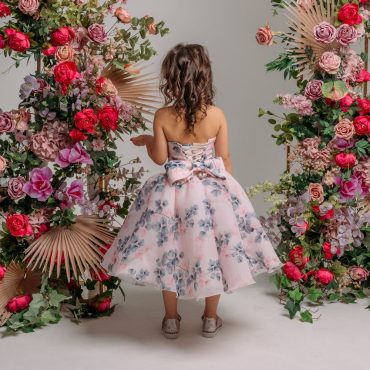 Floral Organza Flower Girl Dress, Girls Party Dress, Girls Photo Shoot Dress, toddler birthday tutu dress, minibride bridesmades dress