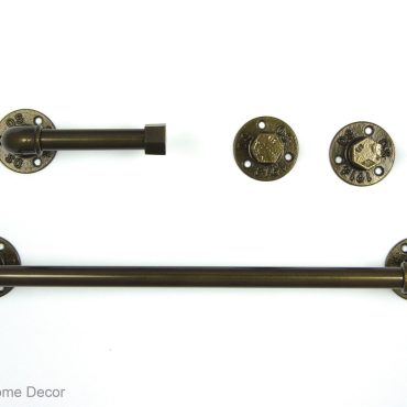 Industrial Bathroom Accessories 4pcs Set, Toilet Paper Holder, Pipe Towel Holder, Pipe Hooks, Bathroom Set