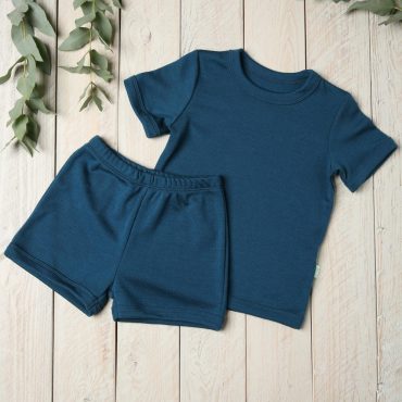 Merino wool two piece short organic kid's pyjama set