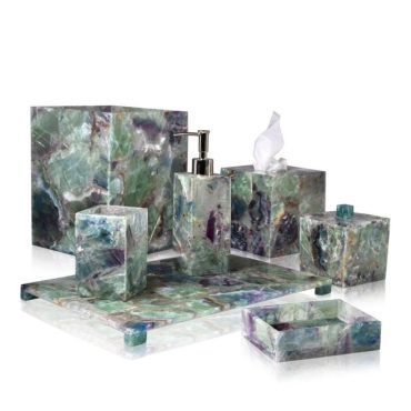 Fluorite stone bathroom Set Agate Soap Dispenser Marble Bathroom Set Luxury bathroom set Bathroom Accessories Bathroom decor Vanity set