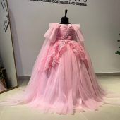 Pink Couture Princess Dress, Communion Girl Dress, Girl's Graduation Dress, Coronation Dress, Girl's Ball Gown