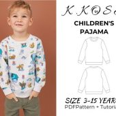 Kids Pajama Sewing Pattern/chıldrens pajama sweatshırt/kıds sweatshırt sewıng/kıds pdf pattern/Step-by-Step Instructions/pajama/Sıze 3Y-15Y