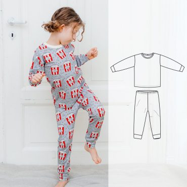 Children's Pajama Set sewing pattern, newborn to 12 years, Kid's t-shirt and pants sewing pattern set, lounge set pattern