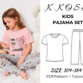 Kids Pajamas  Set Sewing Pattern /Pajamas Pattern Kids/pajama set/children nightwear pattern/Pyjama set Sewing Pattern Tutorial/A4-A0-Letter