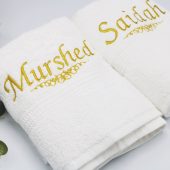 Personalised couple hand towel set, custom embroidery hand towels, wedding mr & mrs towels,