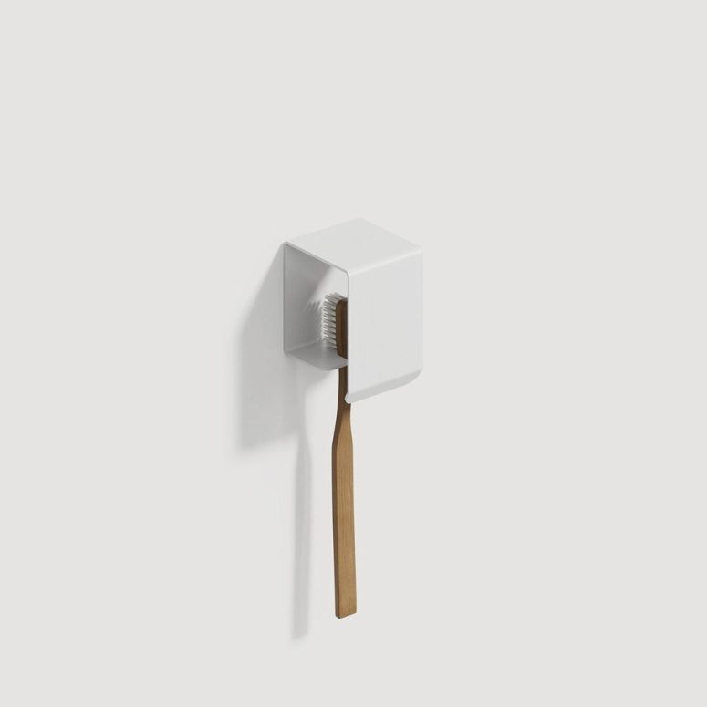 Modern White Metal Toothbrush Holder, Wall-Mounted Stainless Steel Organizer, Bathroom Accessories for Gift Giving