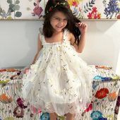 3M-6Y - Flower tulle dress, White Dress with Flowers, First birthday dress, Toddler photo dress, Unicorn Dress, Princess