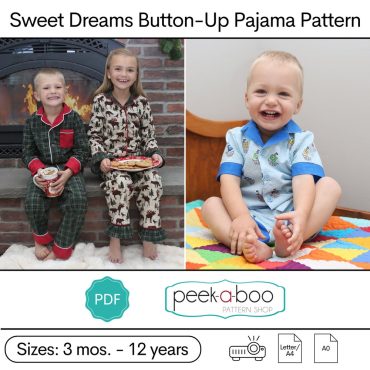 Sweet Dreams Button-Up PJ Set: Childrens Pajamas Pattern, Kids Pajamas Pattern, Baby & Toddler Pajamas Pattern, Pajama Pants Pattern