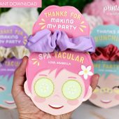Printable Scrunchie Holder Spa Party Favor | Pamper Party | Slumber Party | Girls Birthday Party Favor | Scrunchie Holder | Party Bag Filler
