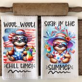 Summer Funny - Kitchen Hand Towel Apron Sublimation Bundle  Graphic Designs - Instant Digital Download