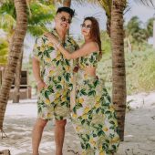 Family matching outfits , Hawaiian , hand made , custom design , silky soft vacation resort wear , maxi dress