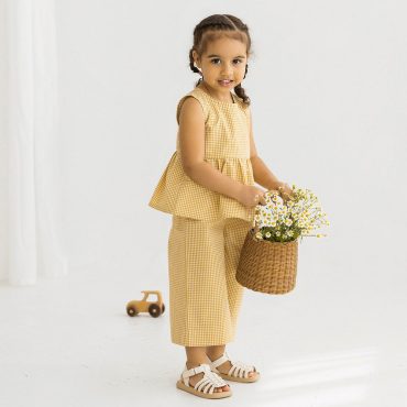 Ruffle Blouse and Pants PDF sewing patterns, size  2-6Y, Top and culottes pants set patterns for kids, sleeveless top, Lounge Set