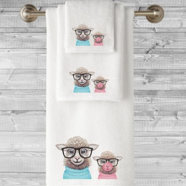 Embroidered Towels, Quirky Sheep design, Mythical Sheep,Perfect gift for any occasion.  Elegant design, Personalise, Luxury Towel Range