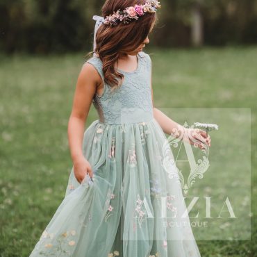 Embroidered Tulle Flower Girl Dress – Boho Wedding Dress for Girls