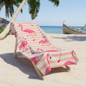 Summer Vibes: Beach Towel Pink Flamingos on Soft Stripes Florida Theme Oversized Quick Drying 2 Sizes