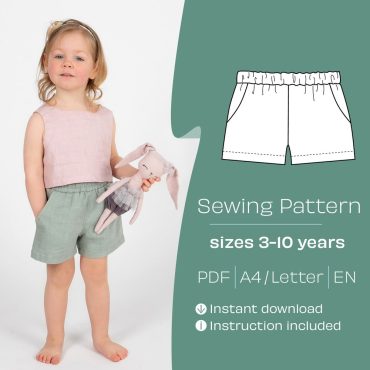 PDF Sewing Pattern for Kids Shorts. Kids' shorts Pattern. Shorts for the Girls or Boys. Children DIY Shorts Sewing Pattern. Age 3-10y