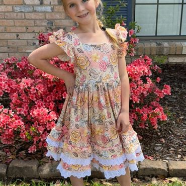 Ruffles and Lace Roses Twirl Dress