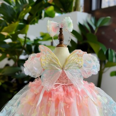 Toddler Pink Butterfly Dress, Toddler Girls Dress, Lace Summer Baby Clothes, Birthday Bliss with the Butterfly Tulle Dress, Wing Party dress