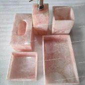 5 pc Bathroom accessories set | handcrafted | Pink | Rose Quartz | soap dispenser | bathroom set | gift| SALE
