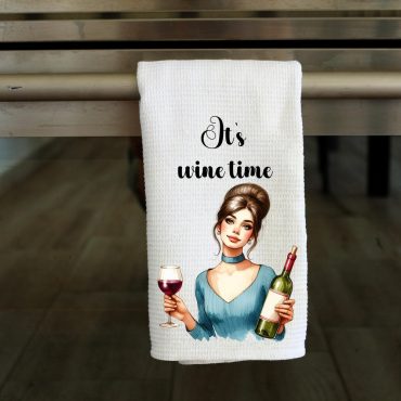 Its Wine Time - Kitchen Towel Sublimation Designs - PNG Design - Digital Download