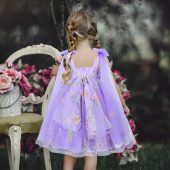 Lilac Lavender 4 layers Flower Girl Dress Tutu Flower Party Dress, Enchanted Rose Fairy Floral Embroidery Dress, Tulle Dress, First Birthday