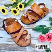 Kids Girls Mexican Leather Sandals , Children Handmade Huaraches Sandals ,Shoes Huaraches Mexicanos Niña Baby,  Mexico Broche DCRUZ camel