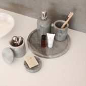 Natural Marble Bathroom Set,5 Pieces, Gray Marble Bathroom set, Marble Soap Dispenser, Soap Dish,Tray, Toothbrush Holder,Marble Bathroom Set