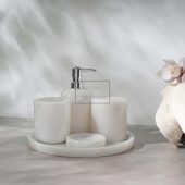 Natural Marble Bathroom Set,5 Pieces, White Marble Bathroom Set,Marble Soap Dispenser,Soap Dish, Tray, Toothbrush Holder,Marble Bathroom Set