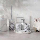 Natural Marble Bathroom Set,7 Pieces, Marble Home Accessories, Marble Soap Dispenser, Soap Dish, Tray, Toothbrush Holder,Marble Bathroom Set